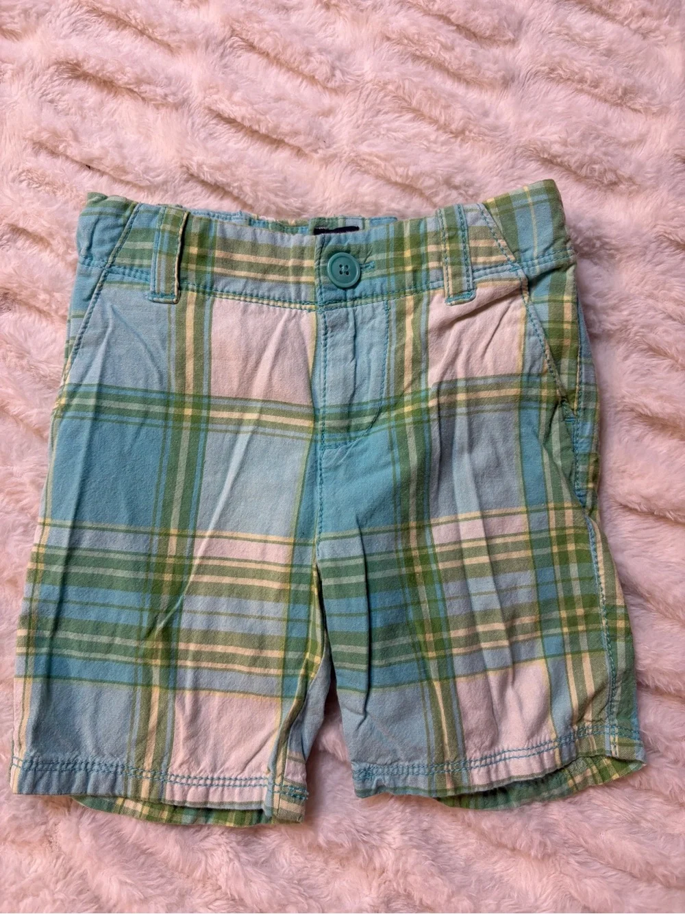 Baby Gap Kids Plaid Cotton Shorts - Blue & Green